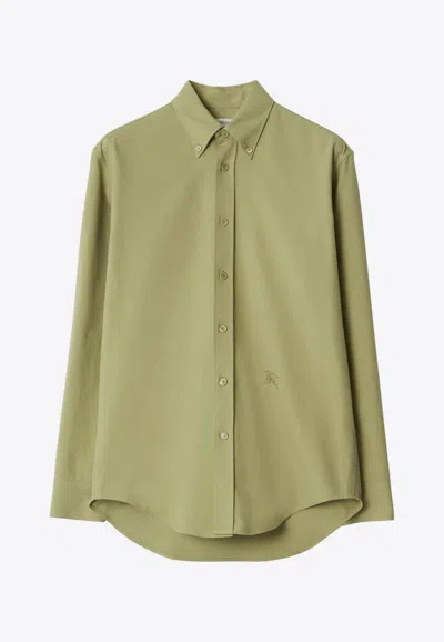 Burberry Ekd Embroidered Button-up Shirt In Green