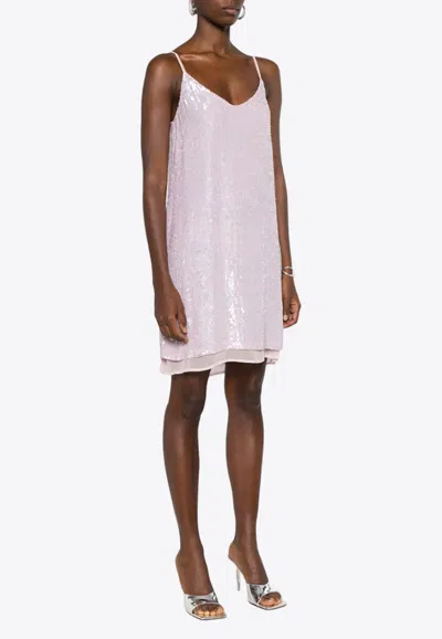 P.a.r.o.s.h Sparkling Mini Dress Adjustable Straps In Pink