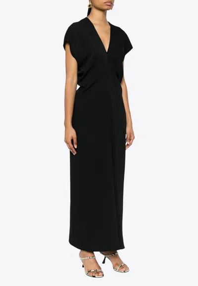 P.a.r.o.s.h Draped Cady Midi Dress In Black