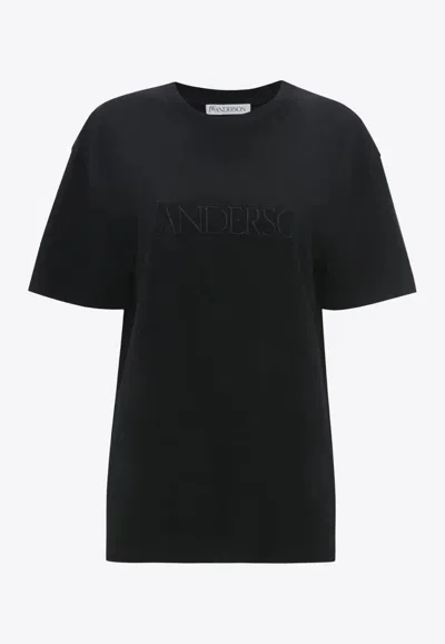 Jw Anderson Logo-embroidered T-shirt In Black