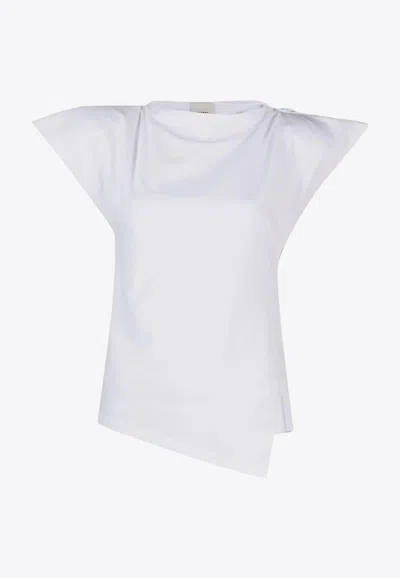 Isabel Marant Padded Boat Neck T-shirt With Asymmetric Hem In White