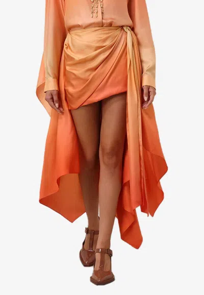 Zimmermann Tranquillity Scarf-detail Mini Skirt In Orange