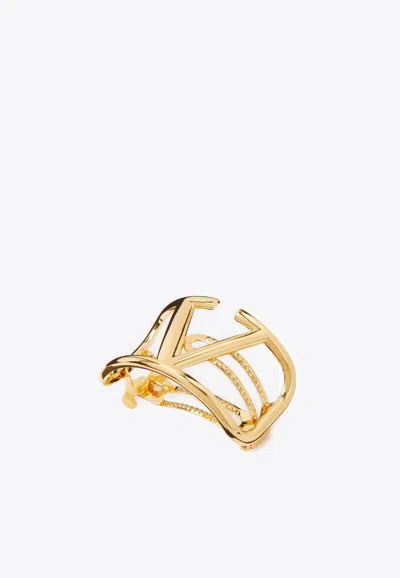 Valentino Gold Metal Vlogo Hair Clip In Gold