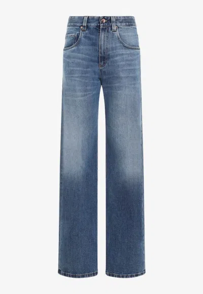 Brunello Cucinelli High-rise Straight Jeans In Blue