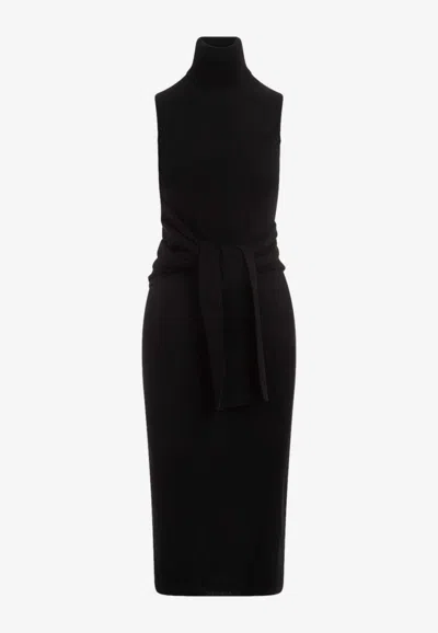 Mm6 Maison Margiela Mm6 By Maison Margiela Black Wool Midi Dress In Black