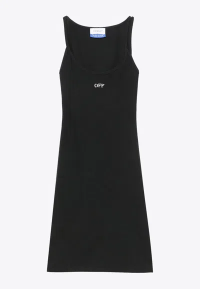 Off-white Off-embroidered Ribbed Minidress In Black