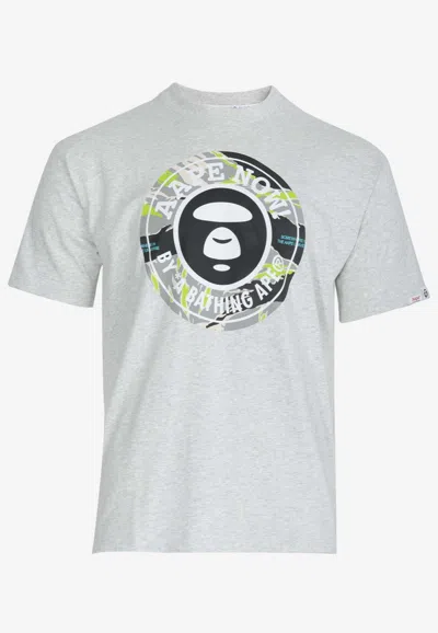 Aape Logo Print Basic T-shirt In Gray