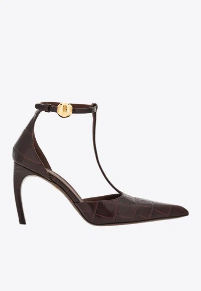 Ferragamo T-belt High Heels In Brown