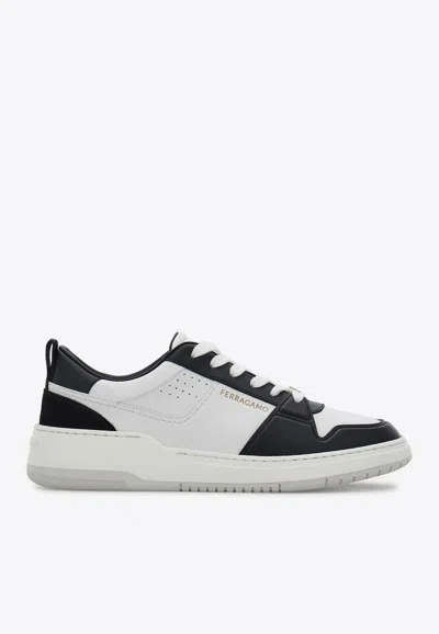 Ferragamo Suede Patch Skate Sneaker In Monochrome