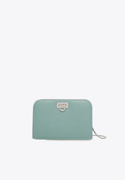Ferragamo Wanda Leather Mini Bag In Sage