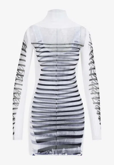Jean Paul Gaultier Double Layer Mini Dress With Marinière Print In White