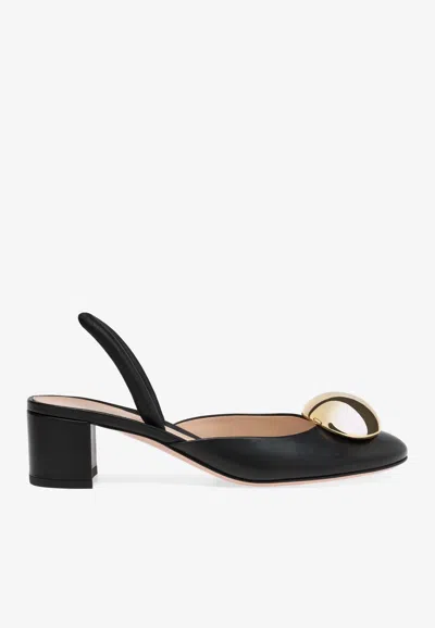 Gianvito Rossi Leather Dome Slingback Pumps In Black