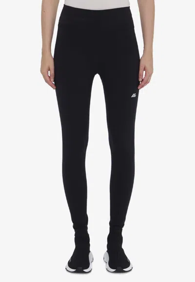 Balenciaga Reflective Logo Sports Leggings In Black
