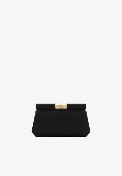 Dolce & Gabbana Marlene Small Satin Shoulder Bag In Black