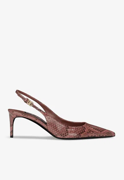 Dolce & Gabbana Snakeskin-effect Slingback Pumps In Multicolor