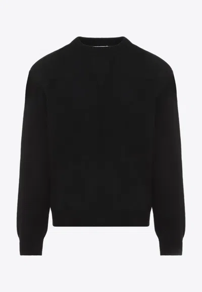 Jil Sander Round-neck Wool-blend Jumper In Black