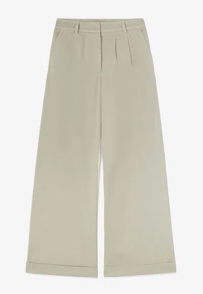 Palm Angels Gb Label Wide-leg Trousers In Beige