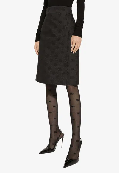 Dolce & Gabbana Textured A-line Knee-length Skirt In Black