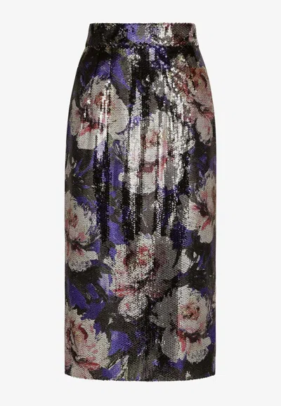 Dolce & Gabbana Sequin-embellished Pencil Midi Skirt In Multicolor