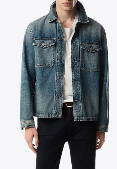 Tom Ford Washed Denim Jacket In Blue