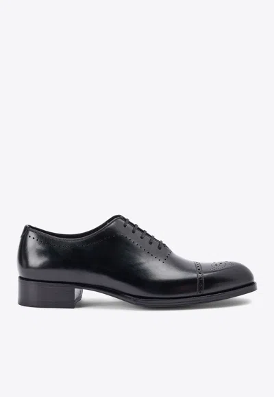 Tom Ford Edgar Leather Brogues In Black