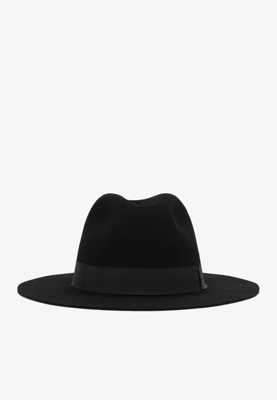 Dolce & Gabbana Logo Fedora Hat In Lapin Felt In Black