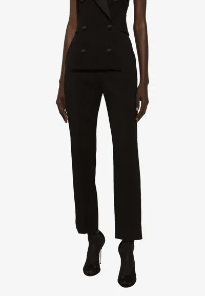 Dolce & Gabbana High-waist Wool Cigarette Pants In Black