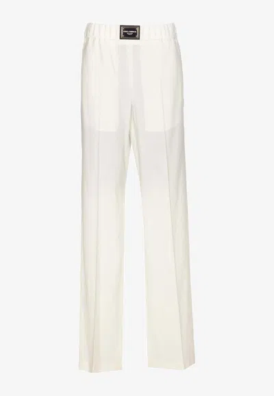 Dolce & Gabbana Logo Straight-leg Pants In White