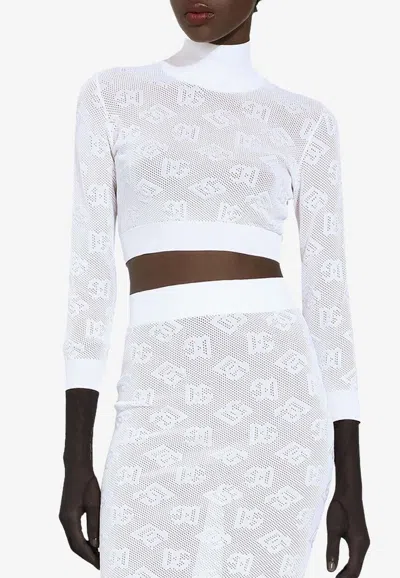 Dolce & Gabbana Sheer Turtleneck Top In White
