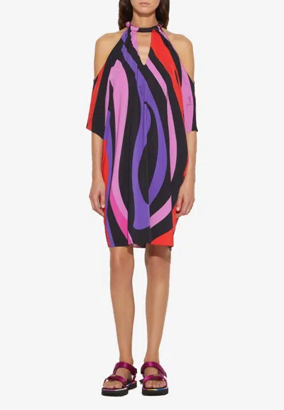Pucci Marmo-printed Draped Satin Jersey Kaftan In Multicolor