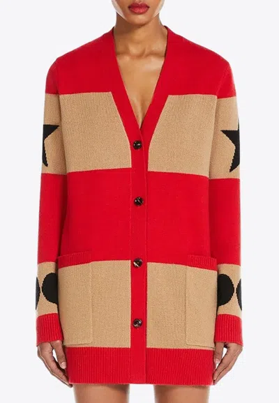 Max Mara Multicolor Valido 1951-motif Striped Cardigan In Red