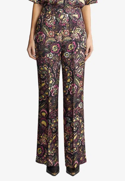 Etro Twill-print Straight-legged Trousers In Multicolor