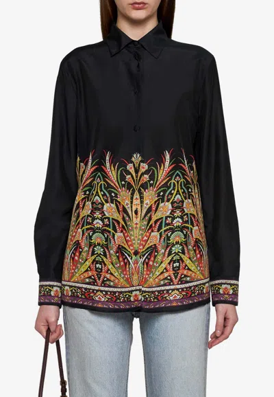 Etro Kaleidoscope-print Long-sleeve Button-front Voile Shirt In Multicolor