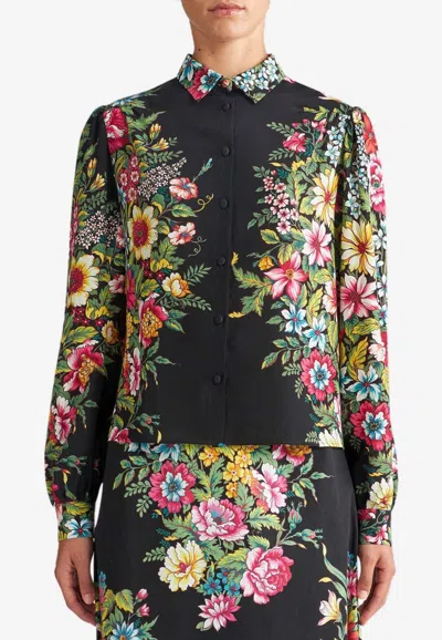 Etro Silk Shirt With Long Sleeves And Floral Pattern In Multicolor