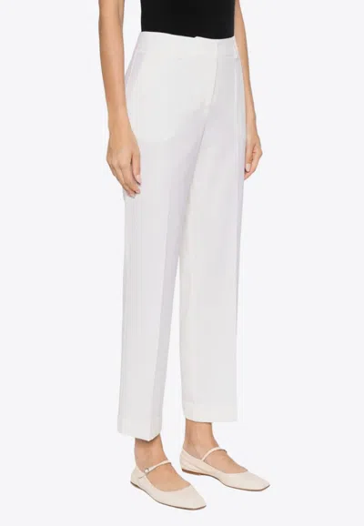 P.a.r.o.s.h High-waisted Cotton Tailored Trousers In White