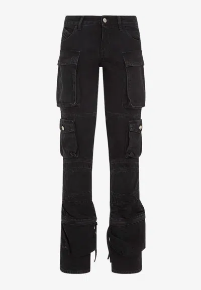 Attico Essie Flared Cargo Pants In Black