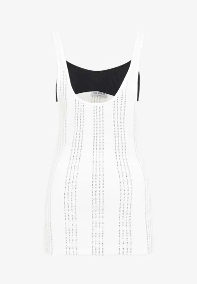 Attico Flat Ribbed Jersey Tank Top In White