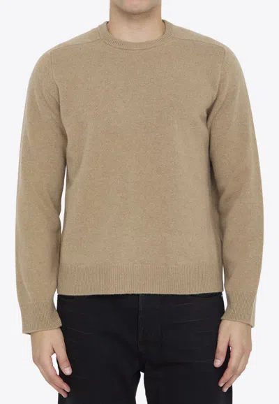 Maison Margiela Four-stitches Wool Crewneck Sweater In Beige