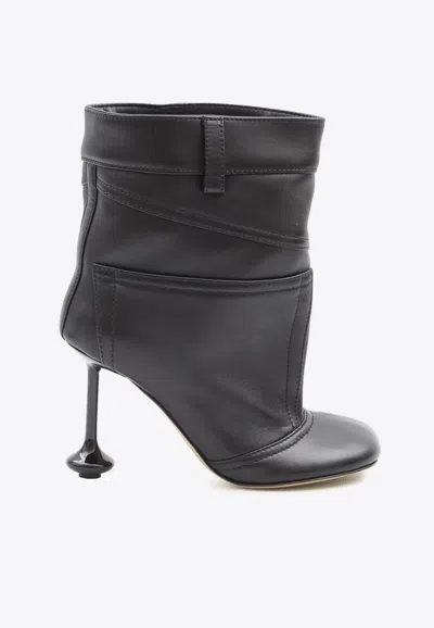 Shop Loewe Toy 90 Leather Ankle Boots In Black