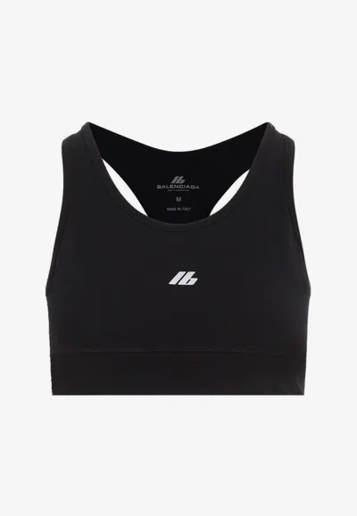 Balenciaga Sporty Reflective Logo Top Tops Black In Black