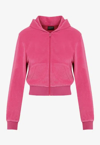 Balenciaga Women's Bb Motel Zip-up Hoodie Fitted In Dark Pink In Pink