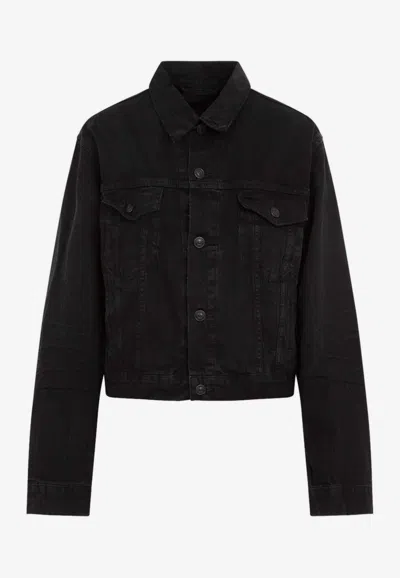 Balenciaga Denim Jacket With Chest And Lateral Pockets In Black