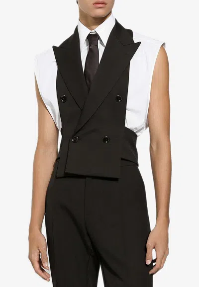 Dolce & Gabbana Brown Wool Waistcoat Dress Formal Vest