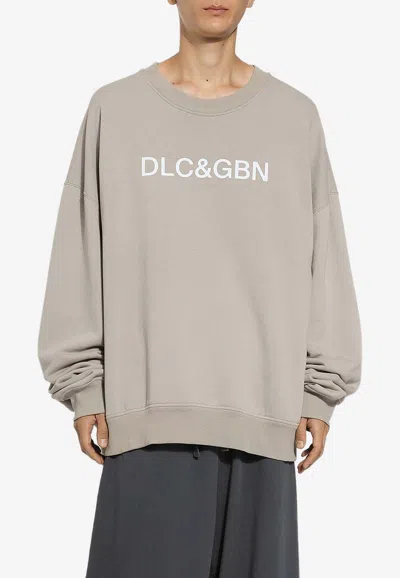 Dolce & Gabbana Logo Print Oversized Sweatshirt In Gray
