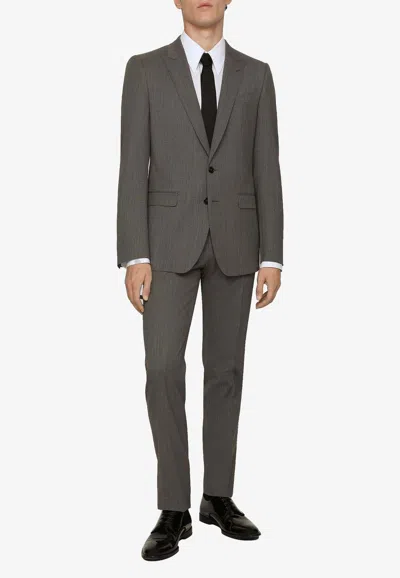 Dolce & Gabbana Pinstripe Single-breasted Jacket In Gray