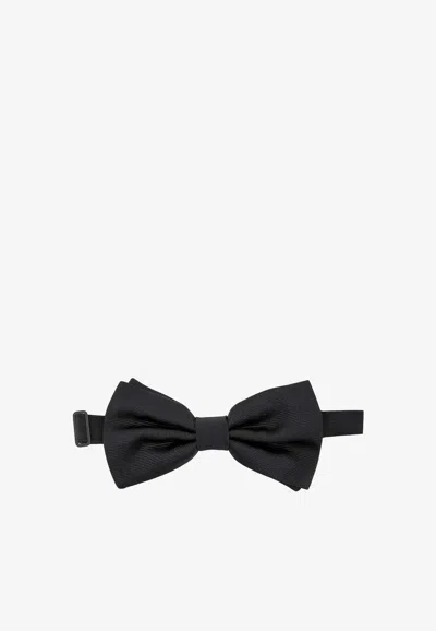 Dolce & Gabbana Satin Silk Bow Tie In Black