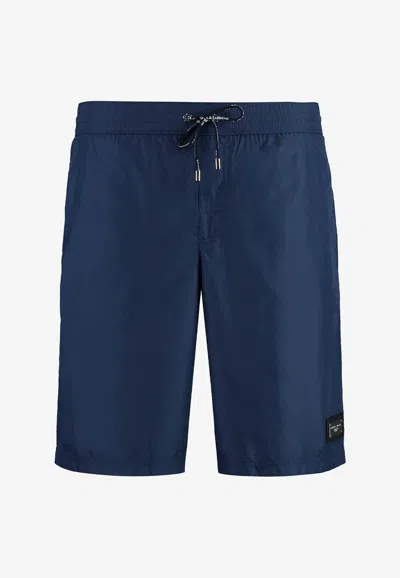 Dolce & Gabbana Logo Plaque Swim Short In Blue