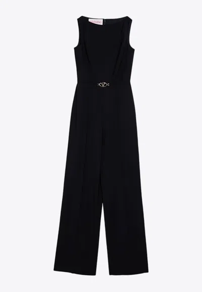 Valentino Sleeveless Wool Jumpsuit In Blue