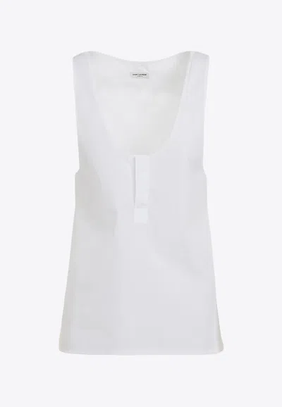 Saint Laurent Henley Tank Top In White