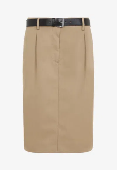 Prada Brown Rope Cotton Skirt In Beige